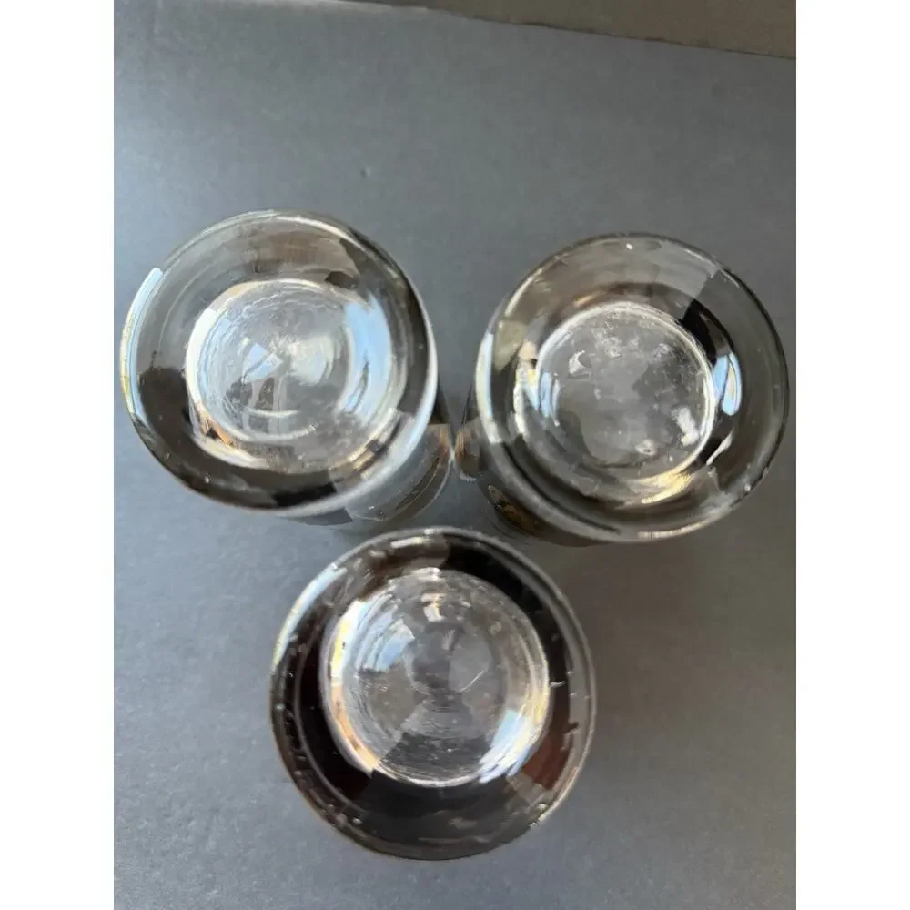 Vintage Cera 22K Gold Black Coin Hiball Glasses Tumblers 1960s Set (3) MCM Deco
